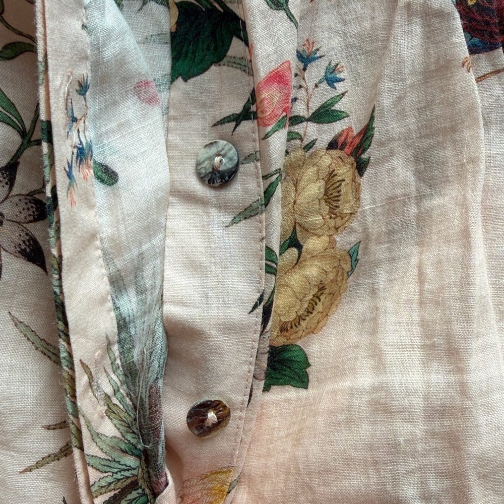 Johnny Was Workshop Floral Peach Midi Dress Embroidered sleeves size XL - Picture 4 of 15